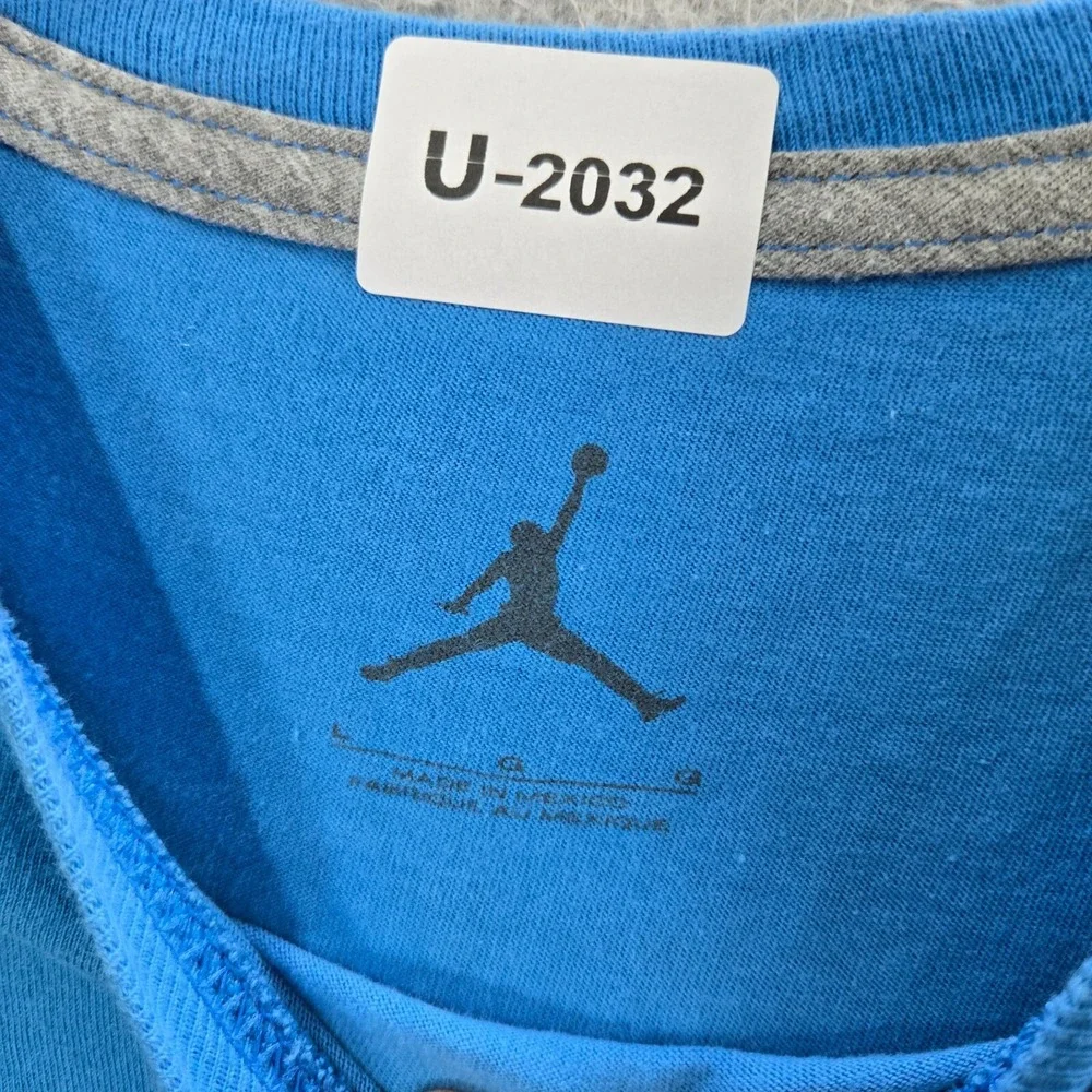 Air Jordan Men Shirt Large Blue Retro 9 Graphic Short Sleeve Crew Neck Tee